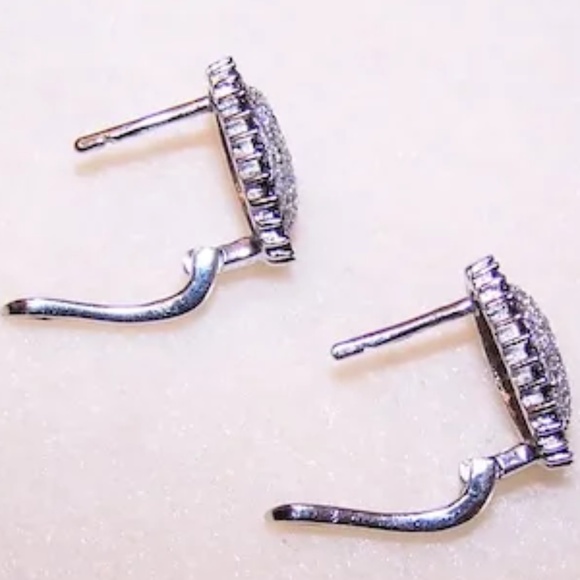 Sterling Silver Diamond Pierced Earrings - Posts with Clip Backs - Picture 6 of 8